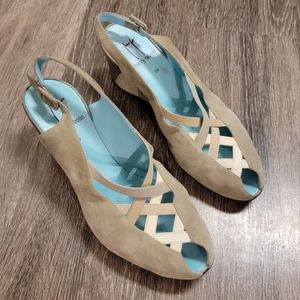 Thierry Rabotin suede low heel wedge pumps